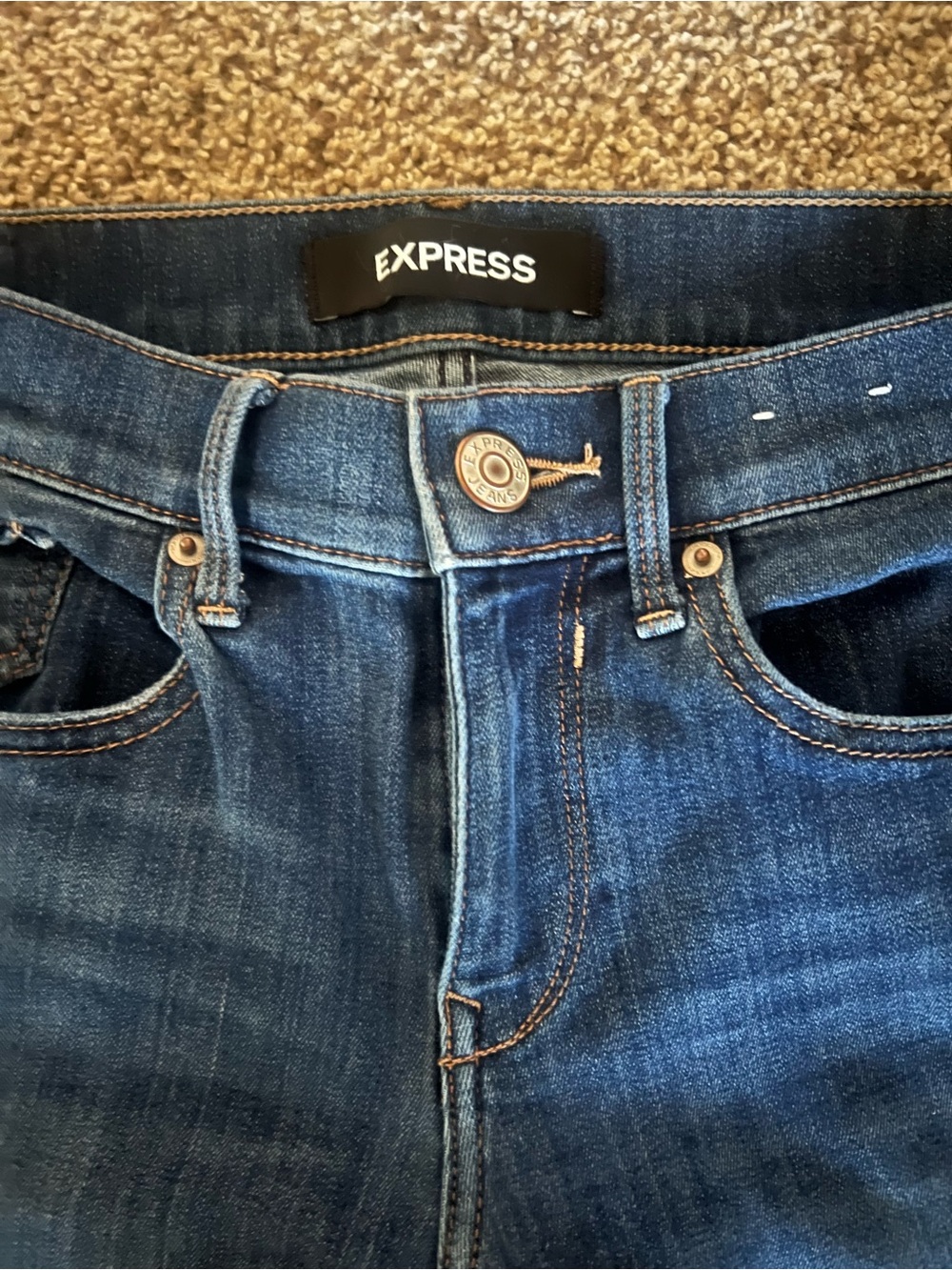 Express Indigo Denim Jeans with Contrast Stitching